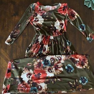 Olive green long maxi dress.